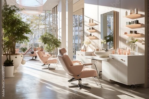 Interior of a modern beauty salon. 3d rendering mock up