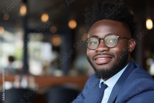 Smiling businessman in a cafe