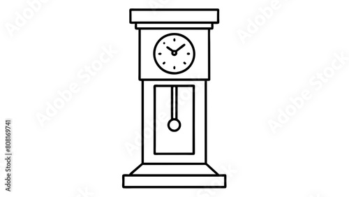 Timeless Elegance: Grandfather Clock Illustration - intricate line art design