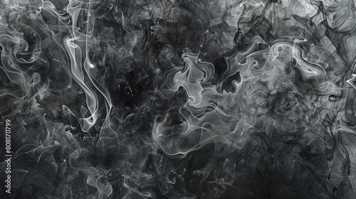 An intricate pattern of smoke in black and gray, resembling the fine details of an old etching.
