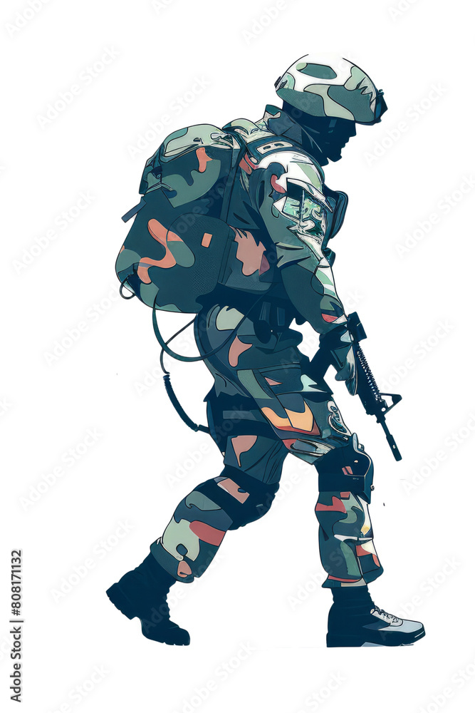Biomorphic Stealth Trooper : A soldier with a camouflaging exoskeleton, merging with the environment, on a pure white stage. Biomorphic Stealth Trooper : A soldier with a camouflaging exoskeleton, merging with the environment, on a pure white stage.