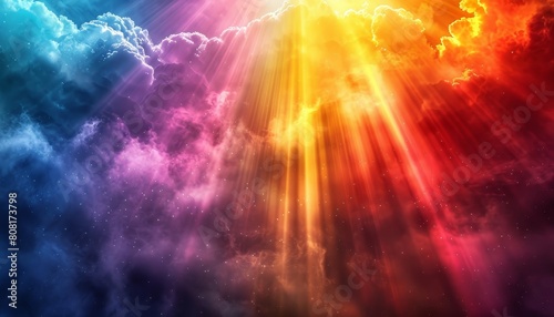A colorful  bright  and vibrant image of a rainbow with a sun shining through it by AI generated image