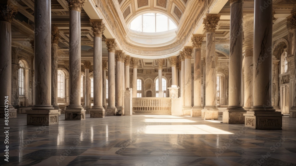 Obraz premium Roman basilica's grand interior massive Corinthian columns