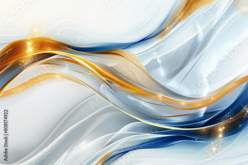 Marble abstract background with blue, yellow waves. Watercolor background