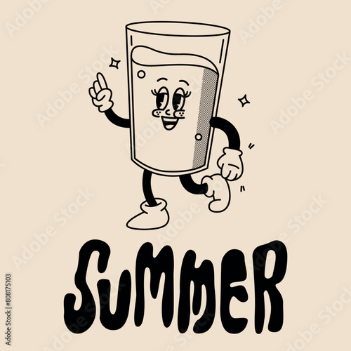 Ilustración vectorial vaso de cristal retro