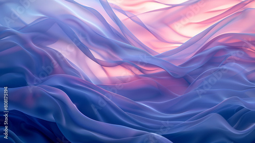 A tranquil and mystical meeting of indigo and soft pink waves, flowing together in a serene and enchanting dance that evokes the mystery of twilight. © Ullah