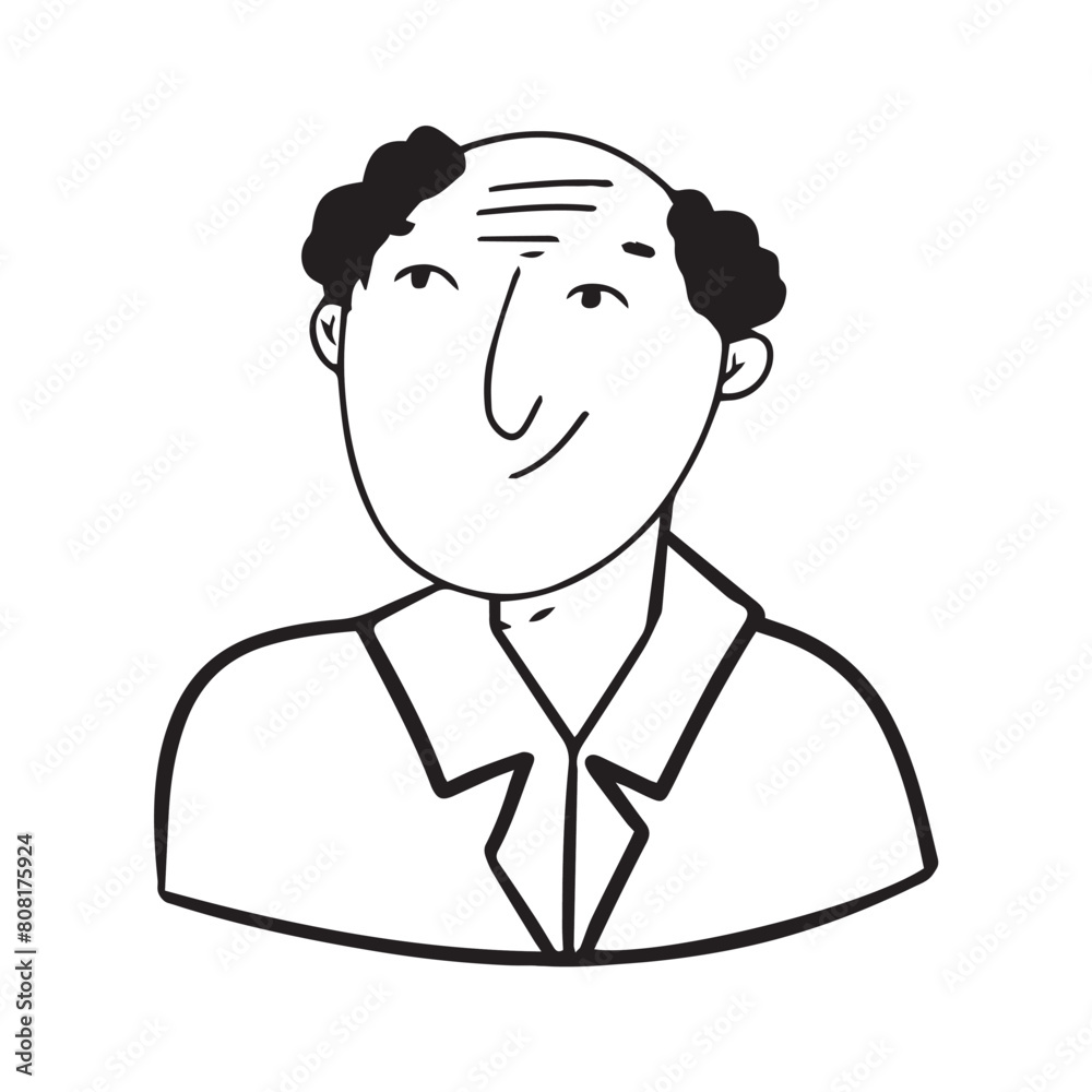 Obraz premium Men faces hand drawn in doodle style.Black lines and silhuette.Social network concept.Vector illustration.