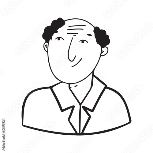 Men faces hand drawn in doodle style.Black lines and silhuette.Social network concept.Vector illustration.