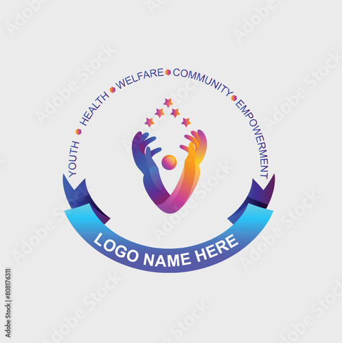 A colorful Organization rising star logos, Social foundation for human welfare youth empowerment vector illustration