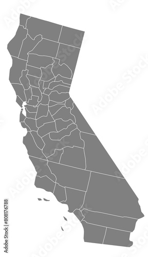 Map of the US states with districts. Map of the U.S. state of California photo