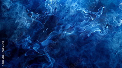 Smoke billowing in a mysterious pattern of midnight blue  with a neon indigo texture that deepens the enigmatic feel.