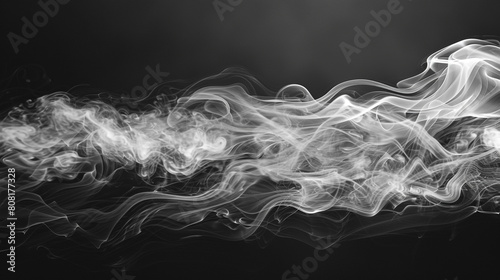 Smoke drifting across the frame in an elegant wave, in classic shades of black and white, suggesting the grace of old Hollywood films.