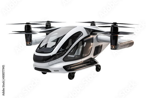 eVTOL Electric Air taxi isolated transparent background. Future transportation concept