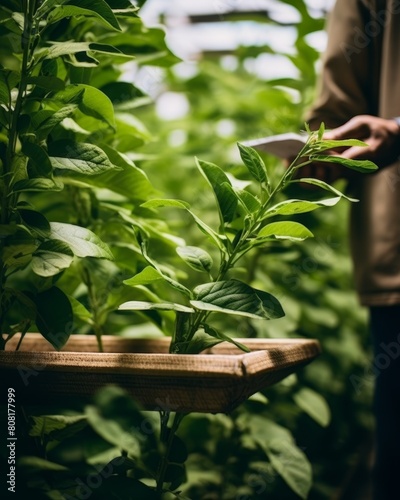 Male farmer with tablet on soybean farm  technology in agriculture and modern farming concept