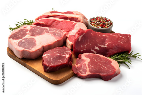 Array of fresh raw exotic meats like venison   Generative AI,