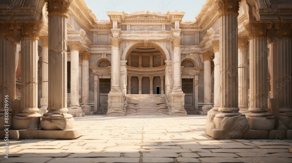 Roman temple's monumental archway leads to sacred inner sanctum