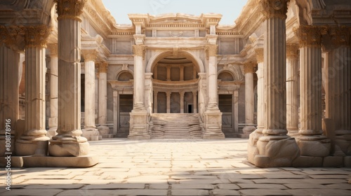 Roman temple's monumental archway leads to sacred inner sanctum photo