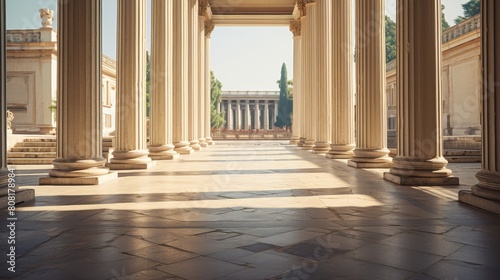 Temple s colonnaded walkway where philosophers gather for discussions