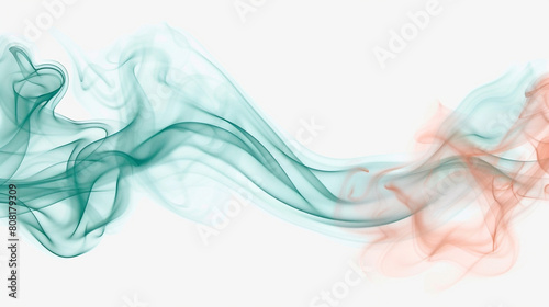 Smokey waves in soft matte mint and vibrant coral, creating a refreshing and lively abstract on a solid white background.
