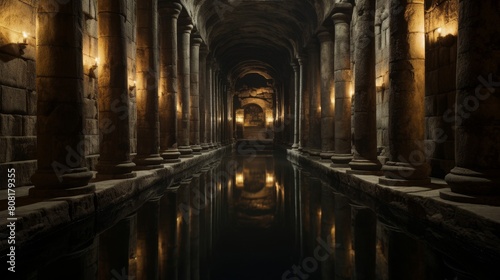 Underground labyrinth beneath Roman temple where initiates undertake spiritual journeys