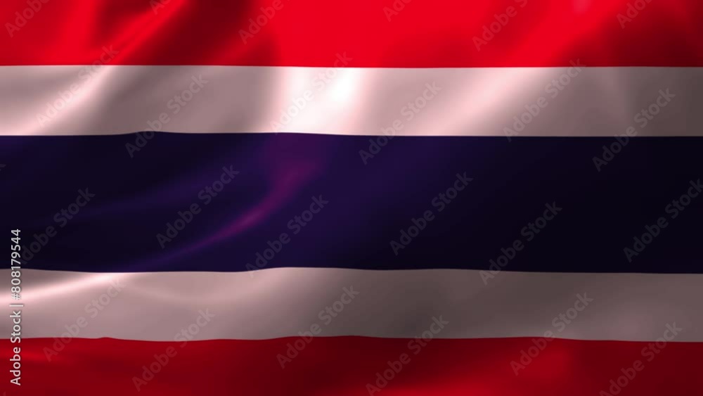 Realistic HD flag of the Thailand waving in the wind. Close up of Thailand Flag Slow Waving with visible. flag background texture with vibrant colors and fabric background Realistic HD flag of the Thailand waving in the wind. Close up of Thailand Flag Slow Waving with visible. flag background texture with vibrant colors and fabric background
