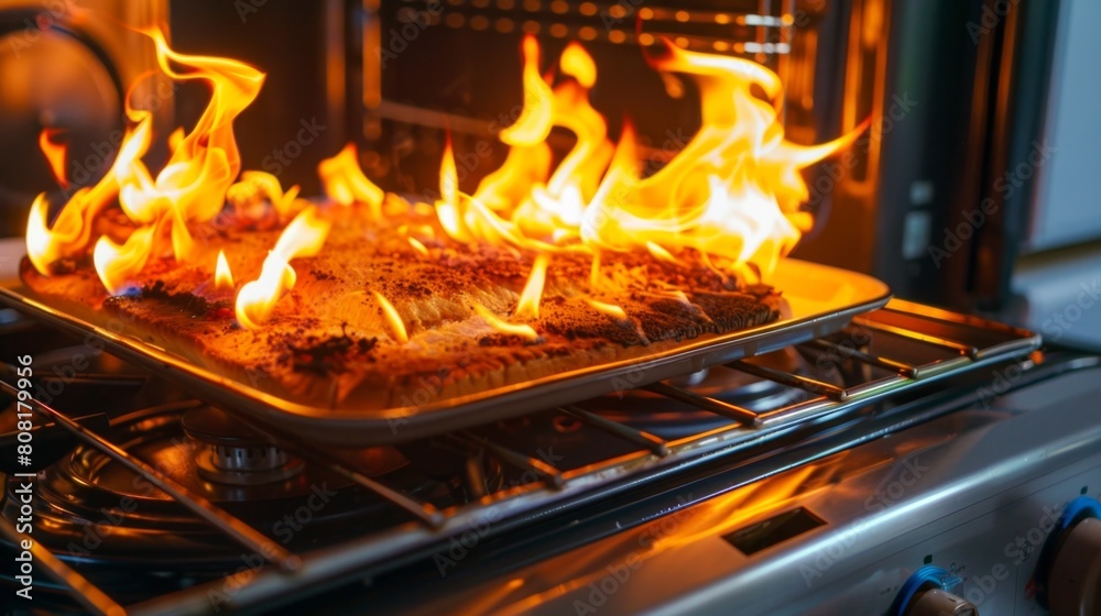 Flame Igniting from Toaster Oven A Dangerous Warning of Unattended Cooking