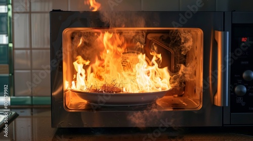 Flame Igniting on Microwave A Dangerous Misuse of Kitchen Appliance