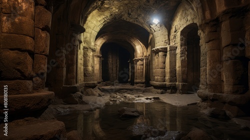 Underground crypt in a Roman temple holding ancient rulers' remains photo