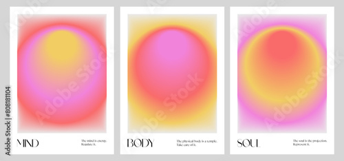 Positive Aura Gradient poster. Y2k style blurred gradient. Body, mind, soul aura aesthetic. Colourful spiritual poster. Trendy wall art. Futurism vector art. Red, pink, yellow. Print, wallpaper, web