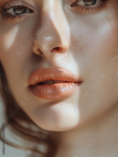 Sexy Lips. Beauty Red Lips Makeup Detail. Beautiful Make-up Closeup.lipstick or Lipgloss. Sensual Open Mouth. 