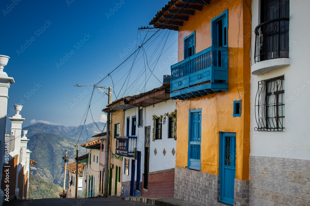 Beautiful streets at the historical downtown of the heritage town of Salamina located at the Caldas department in Colombia. Beautiful streets at the historical downtown of the heritage town of Salamina located at the Caldas department in Colombia.