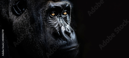 gorilla face closeup wallpapers on black background © HillTract