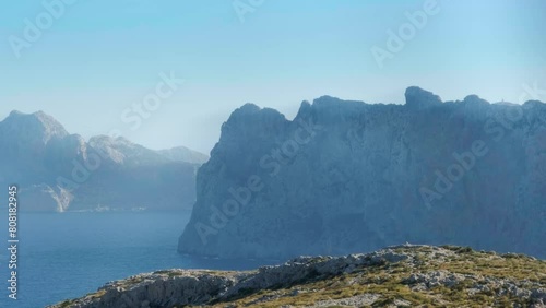 Majestic cliffs of Ses Coves Blanques in Mallorca photo
