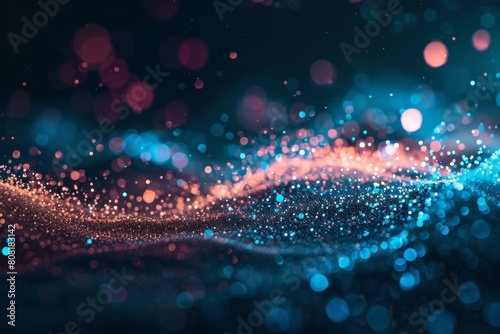 Technology Particle Abstract Background, abstract digital wave with particles on dark background design ,Ai generated