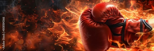 Flaming Passion in Boxing Combat A Wallpaper Showcasing Intense Training