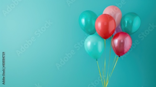 Background with balloons of different colors. Design a greeting card or a birthday invitation. © Cherkasova Alie