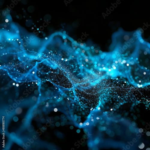 Technology Particle Abstract Background, abstract digital wave with particles on dark background design ,Ai generated
