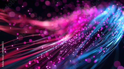 Fiber optic abstract background with burning lights  light speed technology