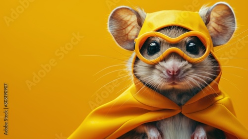 Mouse Wearing Green Goggles and Yellow Jacket photo