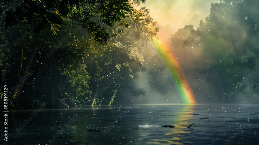 Bright colorful rainbow on the sky after the rain nature beauty colors Bright colorful rainbow on the sky after the rain nature beauty colors