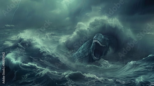 giant leviathan in the sea in a storm in high resolution © Marco