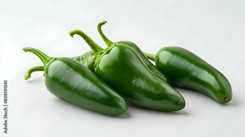 Close up of fresh Jalapeños on a white Background Close up of fresh Jalapeños on a white Background