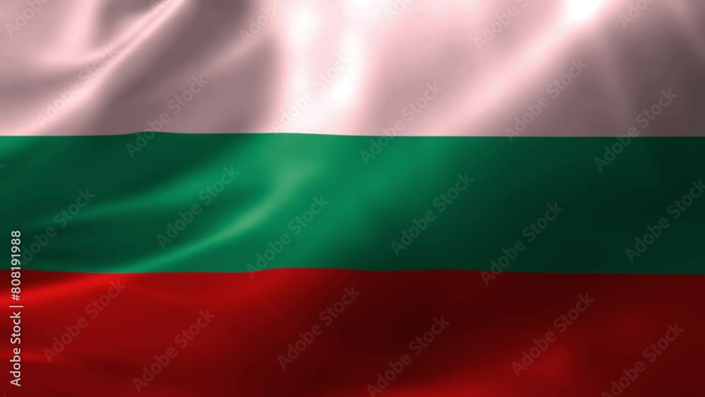 Realistic HD flag of the Bulgaria waving in the wind. Close up of Bulgaria Flag Slow Waving with visible. flag background texture with vibrant colors and fabric background Realistic HD flag of the Bulgaria waving in the wind. Close up of Bulgaria Flag Slow Waving with visible. flag background texture with vibrant colors and fabric background