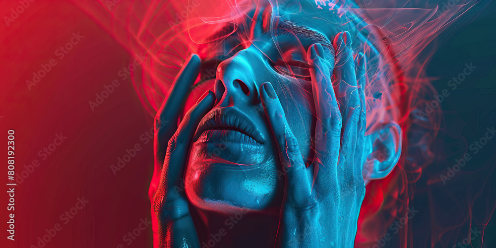 Sinus Pressure: The Head Congestion and Facial Pain - Imagine a person holding their face, with pressure marks around the nose and eyes, showing the discomfort and pain associated with sinus pressure Sinus Pressure: The Head Congestion and Facial Pain - Imagine a person holding their face, with pressure marks around the nose and eyes, showing the discomfort and pain associated with sinus pressure