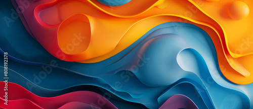 A vibrant and abstract digital pattern displayed on a computer screen ,Abstract background with multicolored wavy lines ,Abstract rainbow background © Raees