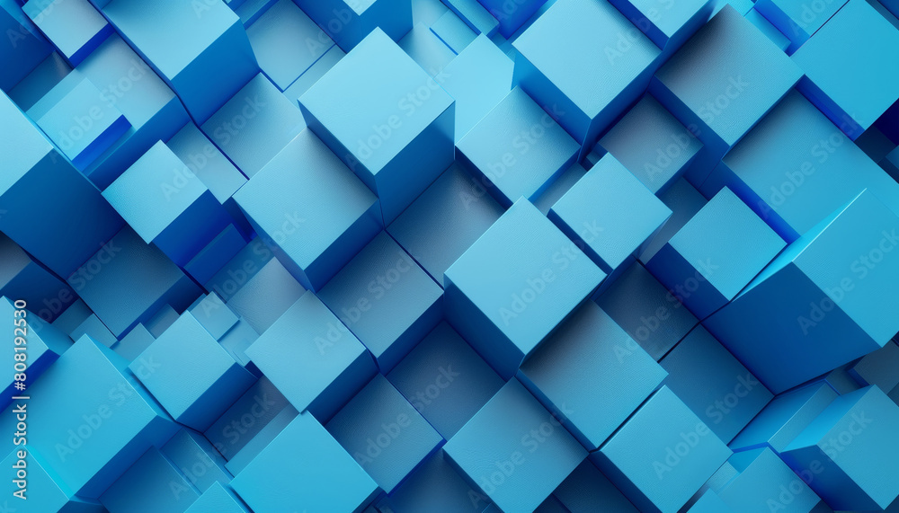 A blue background with many blue cubes by AI generated image A blue background with many blue cubes by AI generated image