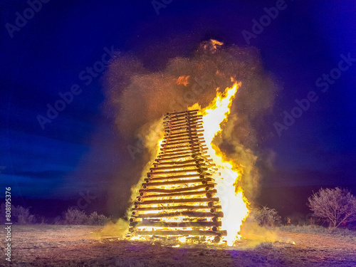 Revnice- Czech- 30 April 2024: The burning of a witch. Holiday in the Czech photo