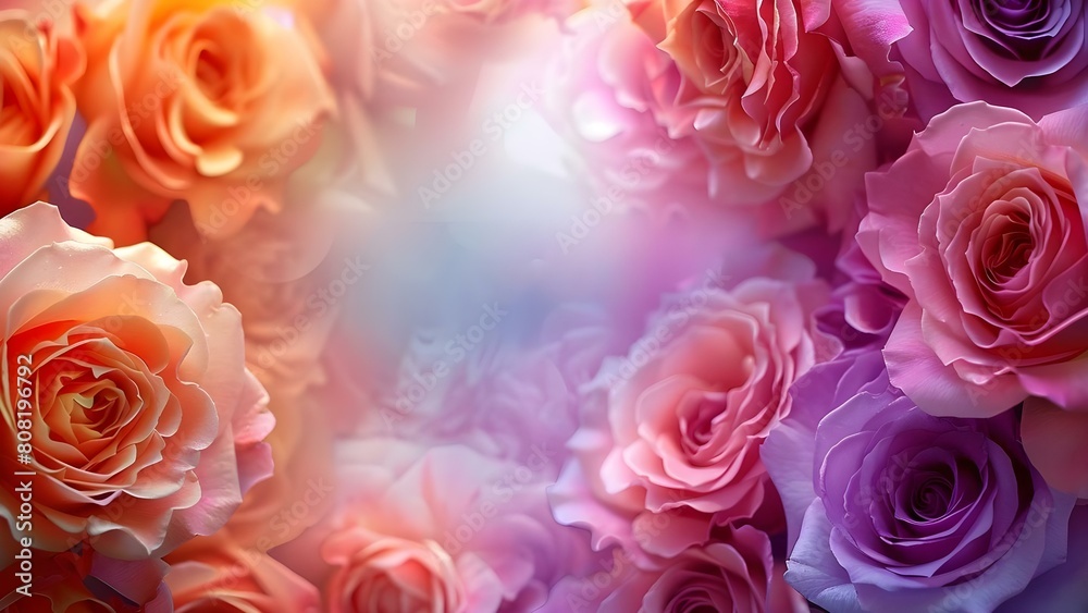 Elegant Pastel Rose Circle Frame with an Empty Center for Romantic ...