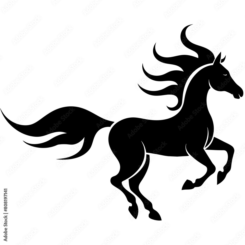 Fototapeta premium running horse silhouettes vector illustration on white background