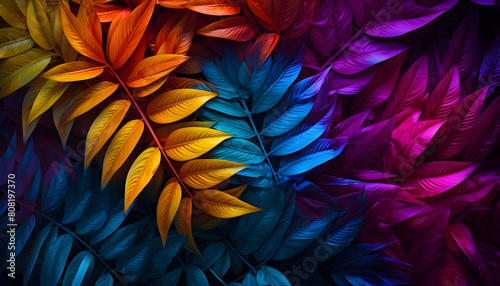 Radiant Kaleidoscope: A Colorful Oasis of Rainbow Leaves © Nadtochiy